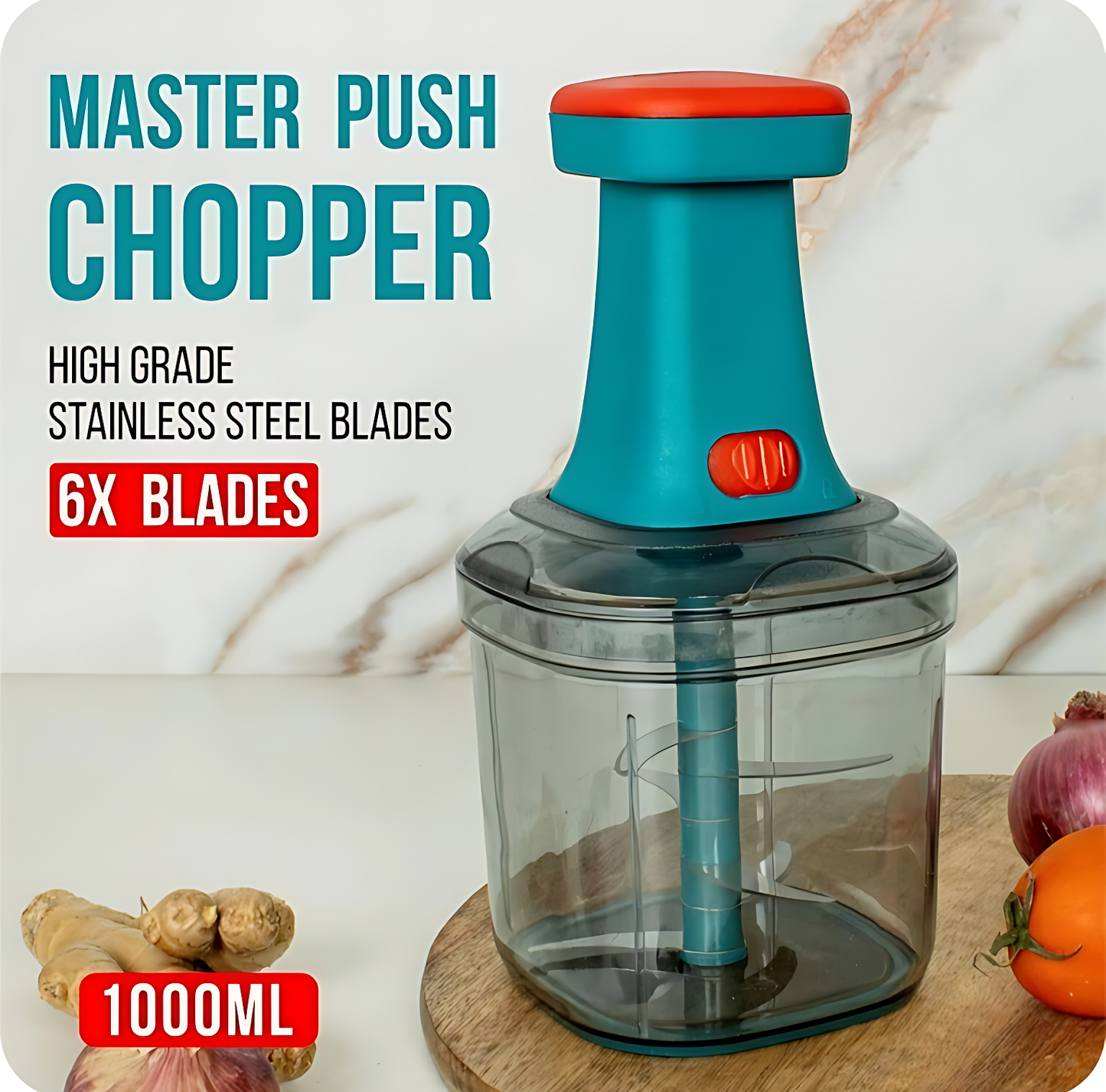 Manual Hand Press Vegetable Chopper 🥗 with 3/5 Sharp Blades 🔪