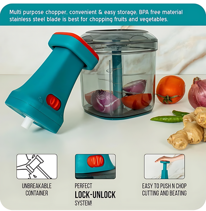 Manual Hand Press Vegetable Chopper 🥗 with 3/5 Sharp Blades 🔪