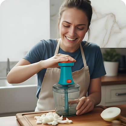 Manual Hand Press Vegetable Chopper 🥗 with 3/5 Sharp Blades 🔪